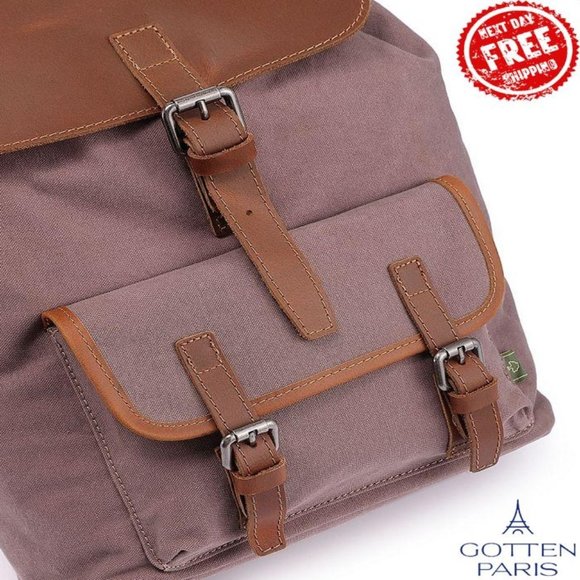 TSD BRAND Bigleaf Canvas Backpack Brown Women's Bag - Picture 11 of 12